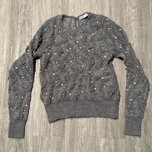 Zara Gray Sweater with Pearl Accents
